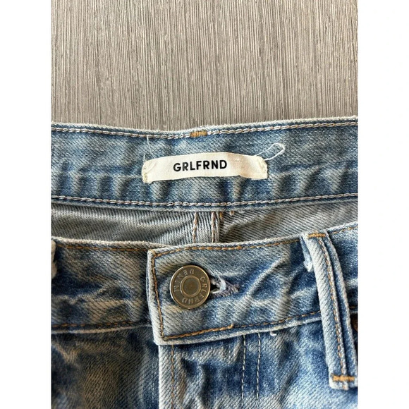 GRLFRND Karolina High Rise Straight Jeans Raw Hem Distressed 27 - Picture 3 of 8